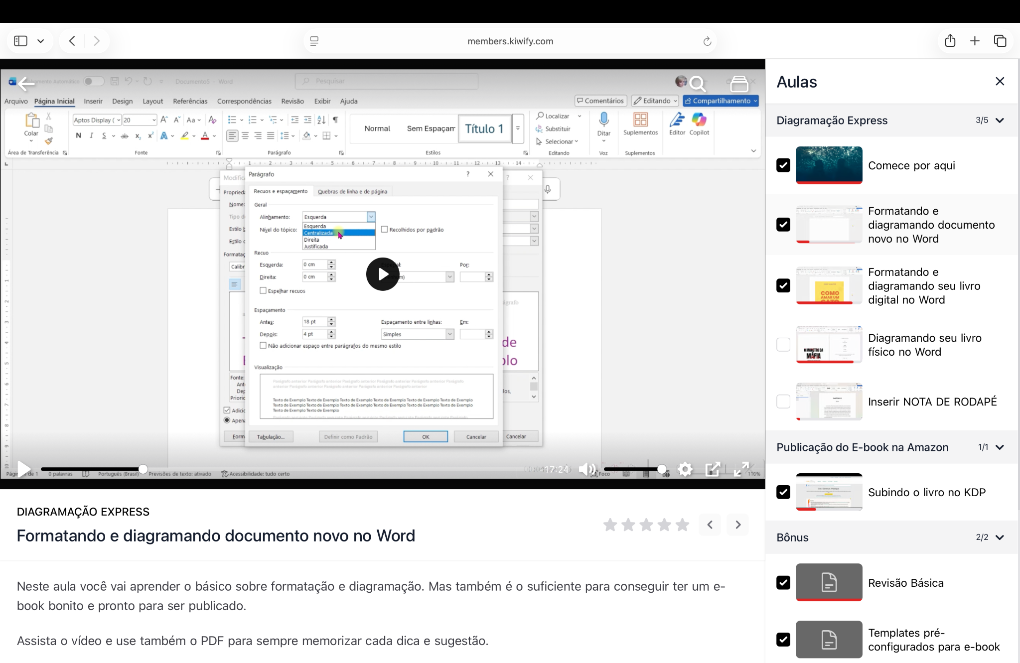 Aula de formatação de documento novo no Word